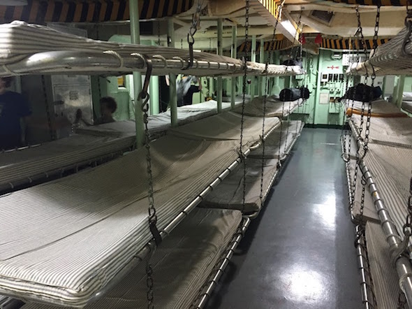 Bunk room before sleeping on USS Hornet Military Museum