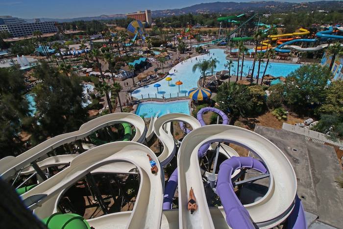 Hurricane Harbor Concord view from a giant slide