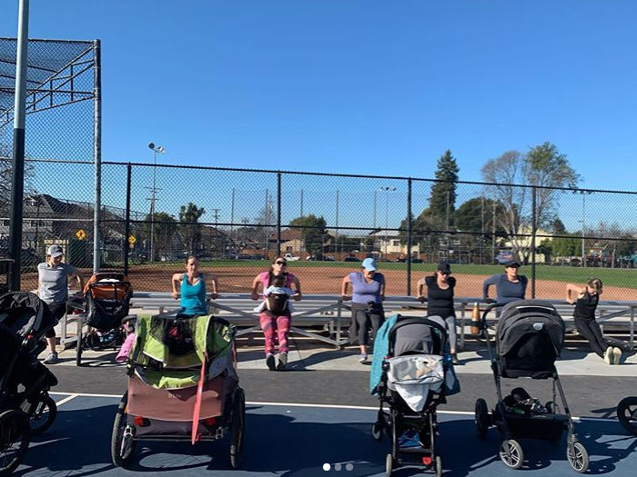 Parent and baby exercise class