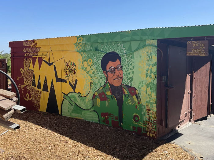 octavia butler wall mural on a barn