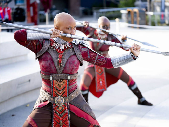 two warrior women with spears