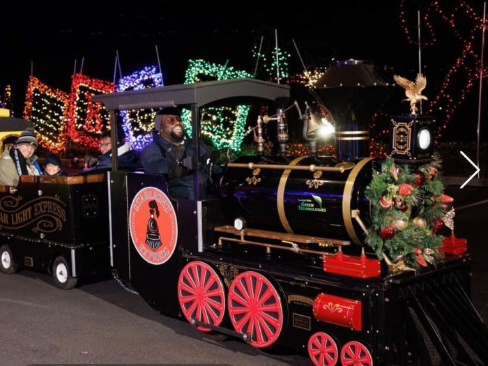 christmas train on wheels at 3 crosses church