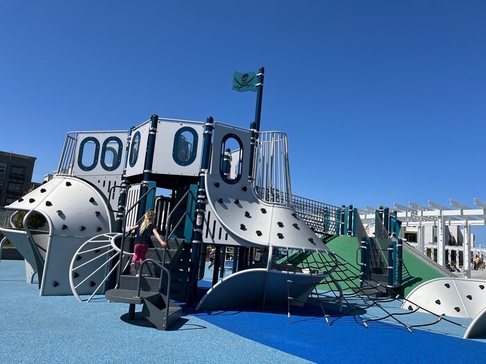 Wide view of ship-inspired playground