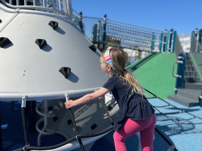 Child climbing play structure